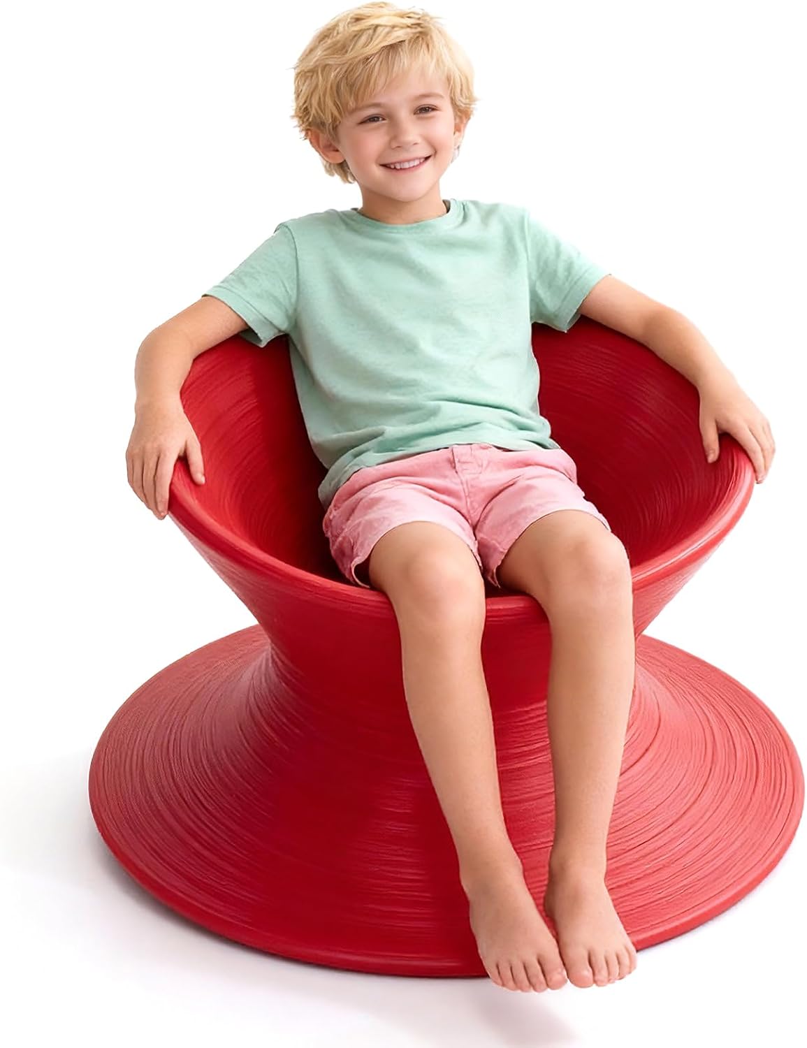 Magis Spun Chair, 360° Rotating Gyro Spun Seat, Autistic Spinning Chair for Kids, Swivel Sensory Design for Backyard Outdoor Playground Mall & Restaurant (Red)