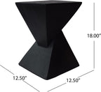 Merax Modern Concrete Side Table with Hourglass Design - Hand-Painted Wood Finish Accenttable for Indoor/Outdoor, Black