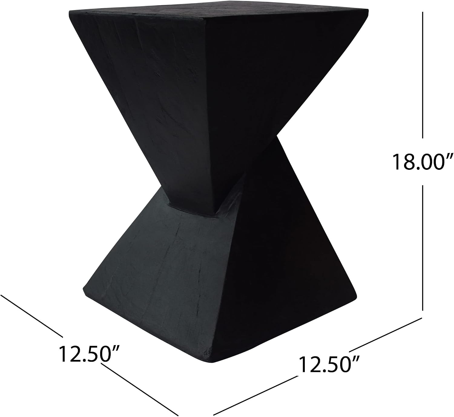Merax Modern Concrete Side Table with Hourglass Design - Hand-Painted Wood Finish Accenttable for Indoor/Outdoor, Black