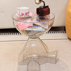 Circle Side Table, Round Modern End Table, Waterproof & Durable, Small Coffee Table for Living Room, Bedroom, Bedside, Versatile Accent Table - Transparent Pink