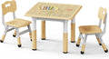 Brelley Height Adjustable Toddler Table and 2 Chairs Set, Beige | Table Supports 280 lbs, Wooden Drawing Activity Desk, Classroom/Daycare/Home, Children Multi-Activity Table for Ages 3-8