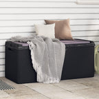 Patio Storage Box Outdoor Resin Wicker Bench with Cushion Anthracite 92.5 Gal Weather Resistant Lockable Deck Chest for Garden Backyard Porch Yard