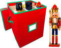 Large Christmas Nutcracker Storage Container with Adjustable Dividers，16.5in Tall Xmas Ornament Storage Box Can Hold 9 Nutcracker & Figurine for Holiday Decor Storage