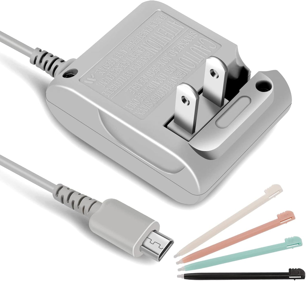 DS Lite Charger Kit Compatible with Nintendo DS Lite 100-240V Wall Plug Adapter with 4 Stylus Pen for Nintendo DS Lite