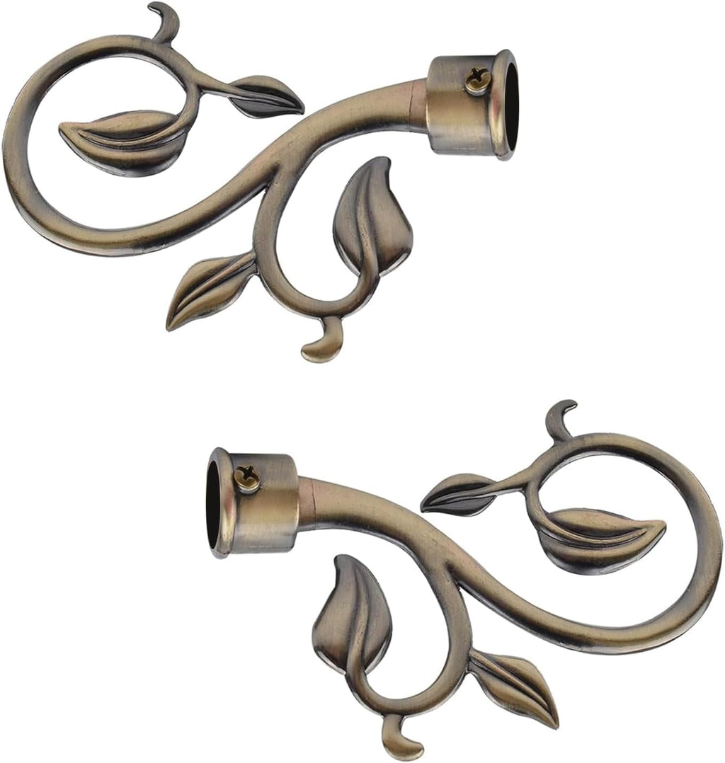 Bronze Curtain Finials, 2Pcs Leafy Branches Style, Fits Dia. 0.9-1.1" Rods, Easy to Install, Strong & Durable Aluminum Alloy, Bronze Textured Finish