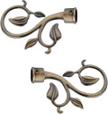 Bronze Curtain Finials, 2Pcs Leafy Branches Style, Fits Dia. 0.9-1.1" Rods, Easy to Install, Strong & Durable Aluminum Alloy, Bronze Textured Finish
