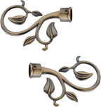 Bronze Curtain Finials, 2Pcs Leafy Branches Style, Fits Dia. 0.9-1.1" Rods, Easy to Install, Strong & Durable Aluminum Alloy, Bronze Textured Finish