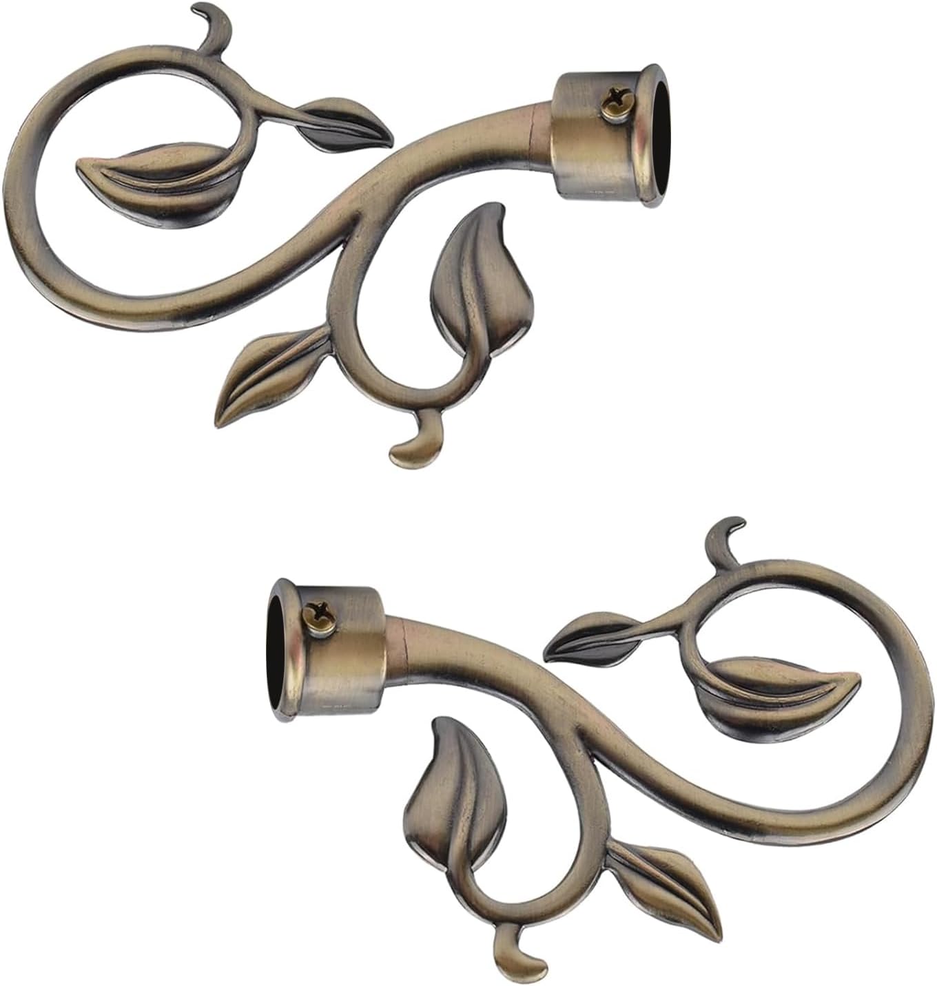 Bronze Curtain Finials, 2Pcs Leafy Branches Style, Fits Dia. 0.9-1.1" Rods, Easy to Install, Strong & Durable Aluminum Alloy, Bronze Textured Finish