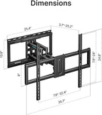 Pegzone Full Motion TV Wall Mount for 43-100 Inch TVs up to 176lbs, 25.2" Extension, Swivel Heavy Duty TV Bracket, Sliding Dual Arms for Off-Center Studs, Fits 16"/ 18" /24" Wood Studs, VESA 800x600