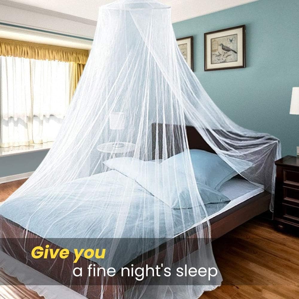 Bed Mosquito Net Canopy, Large Dome Hanging Mosquito Net for Single/Double Bed, Crib & Hammock, 12m Coverage, Ideal for Home & Travel, White