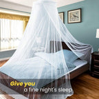Bed Mosquito Net Canopy, Large Dome Hanging Mosquito Net for Single/Double Bed, Crib & Hammock, 12m Coverage, Ideal for Home & Travel, White