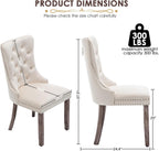 Velvet Dining Chairs Set of 4, Upholstered Dining Room Chairs with Ring Pull Trim and Button Back, Luxury Tufted Dining Chair for Living Room, Bedroom, Kitchen (Beige)