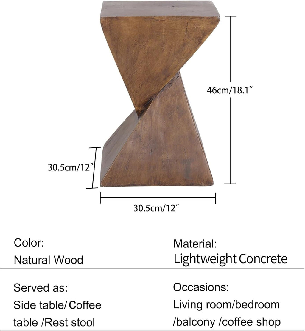 Lightweight Concrete Accent Table,Modern Geometry Side Table for Indoor and Outdoor,Small Bedside End Table Sofa Vanity Coffee