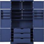80.1'' Tall Freestanding Kitchen Pantry,Large Shake Style Storage Cabinet Cupboard with 2 Power Outlets,Adjustable Shelves and Door Shelves,for Dining Room (Blue/Power)