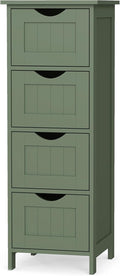 VASAGLE Floor Storage Cabinet, Freestanding Storage Organizer with 4 Drawers, 11.8 x 11.8 x 32.3 Inches, for Living Room, Bathroom, Dining Room, Kitchen, Modern Style, Forest Green ULHC040CH01S