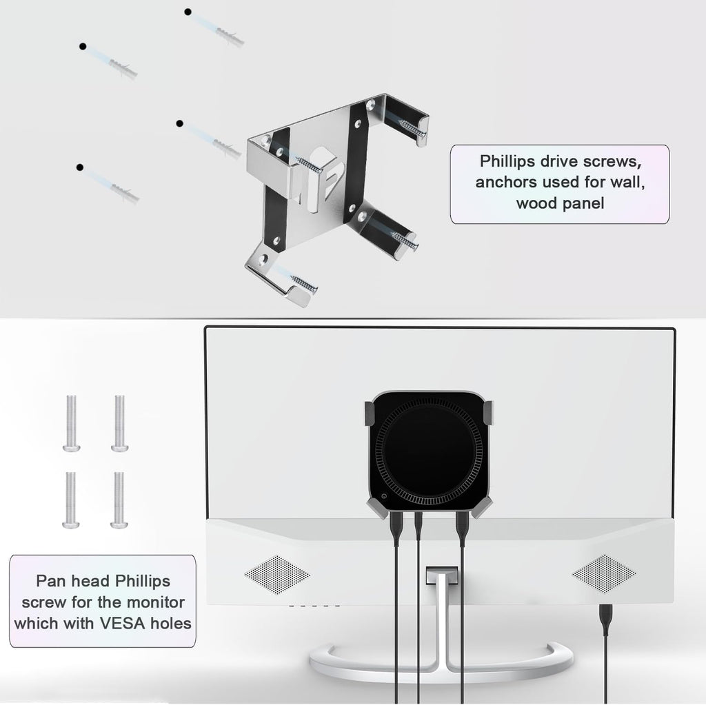 IFCASE Mount for Mac mini M4/M4 Pro 2024, Under Desk, Wall, Monitor Back VESA Mount Bracket with Heat Dissipation & Anti-Scratch Design (Silver)