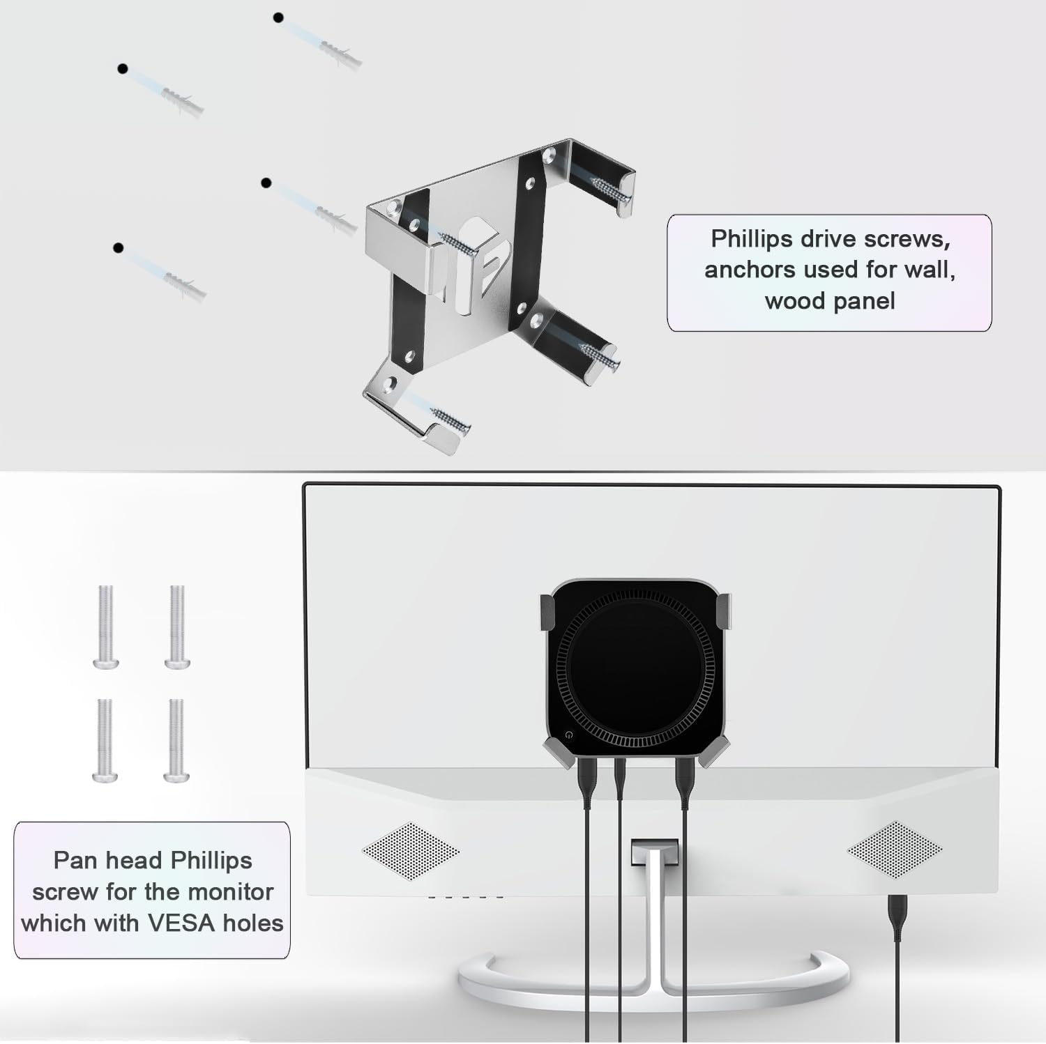 IFCASE Mount for Mac mini M4/M4 Pro 2024, Under Desk, Wall, Monitor Back VESA Mount Bracket with Heat Dissipation & Anti-Scratch Design (Silver)