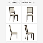 COLAMY Wooden Dining Chairs Set of 2, Mid Century Modern Upholstered Dining Chairs, 19 Inch Fabric Dining Room Chair with Back for Kitchen Dining Living Room Courtyard Waiting Leisure Area, Brown