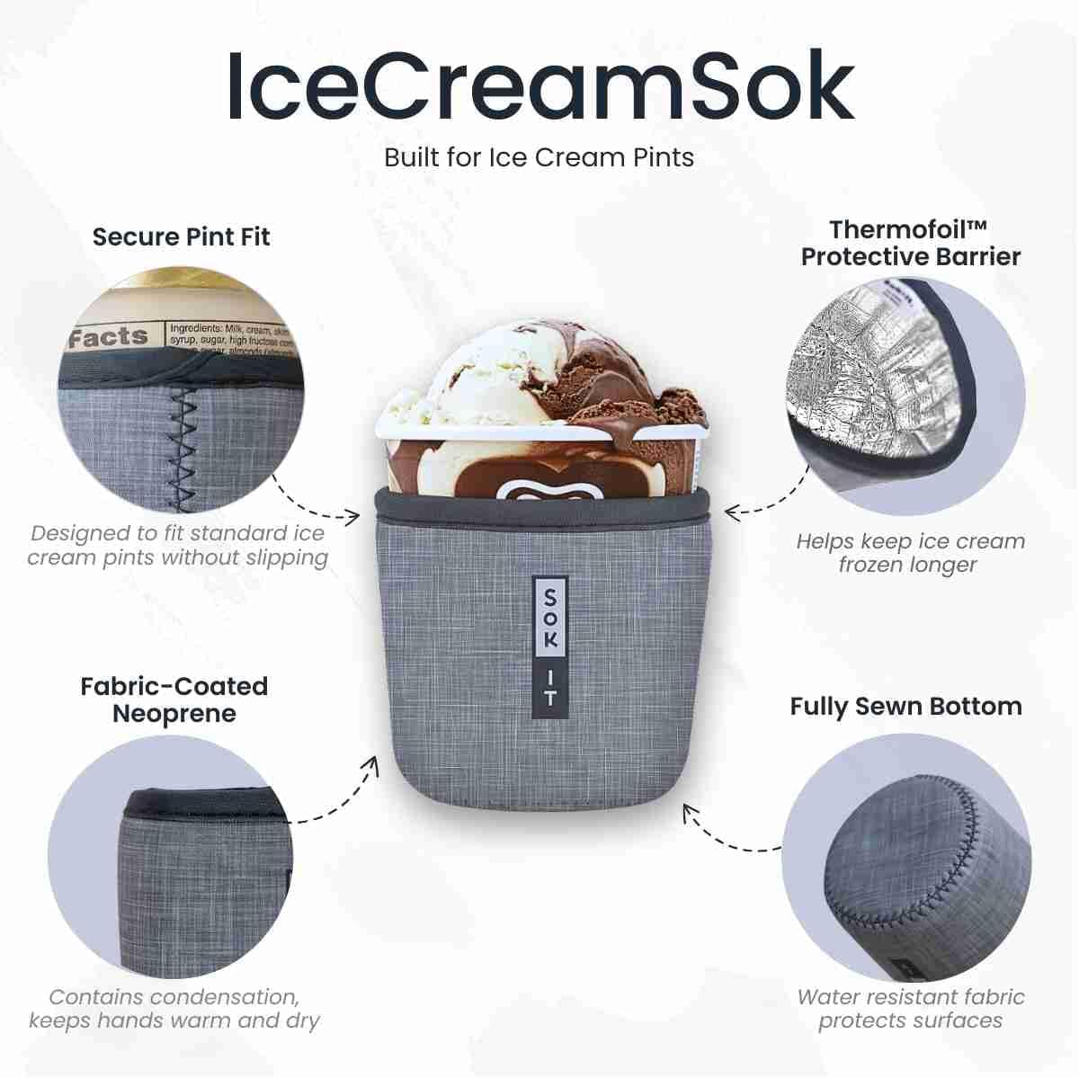 Sok It IceCreamSok Insulated Neoprene Cover (Otterly Adorable, Tapered Ice Cream Pints)