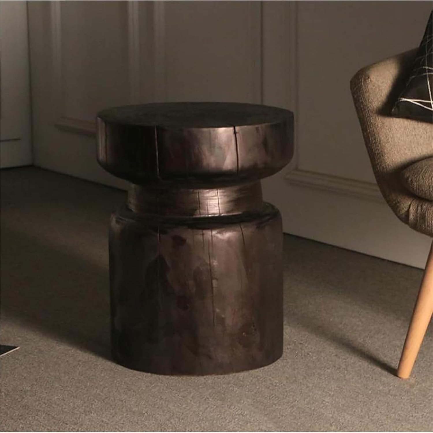 Coffee Table Tall Stump Side Garden Stool Tree Stump End Table Accent Plant Stand Holder(A)