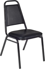Regency 8029 Stackable Cushioned Restaurant Chair, Commercial Vinyl Dining & Event Seating, Steel Frame, Comfortable Easy-Clean Chair for Banquets, Cafeterias & Hospitality - Black (4 Pack)