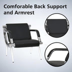 kinbor 2 PCS Waiting Room Guest Chairs, PU Leather Office Reception Chair, Lobby Furniture Reception Sofa Seat with Arms for Airport Salon Clinic, Black
