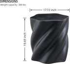 19.69" Modern Sculpture-Style Black Fiberglass End Table,Sofa Couch Side Table.Distorted Organic Design,Fully Assembled,Indoor/Outdoor Versatile.Artistic Accent for Living Rooms, Bedrooms & Patios