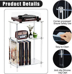 DICOSMETIC Clear Acrylic Record Player Stand 3-Tier Small Side Turntable Table Vinyl Record Storage Turntable Stand 40x20x65cm Modern Bedside End Table for Living Room, Bedroom