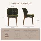 YOUNUOKE Upholstered Dining Chairs Set of 4, Modern Chenille Fabric Dining Room Chair with Wood Legs, Widen Backrest Comfy Armless Side Kitchen Chairs, Green
