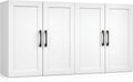 Wall Cabinet with Adjustable Shelves, Laundry Room Cabinet with 4 Doors, Kitchen Storage Cupboard Cabinet, Wall Mount Medicine Cabinet for Bathroom, Living Room, White