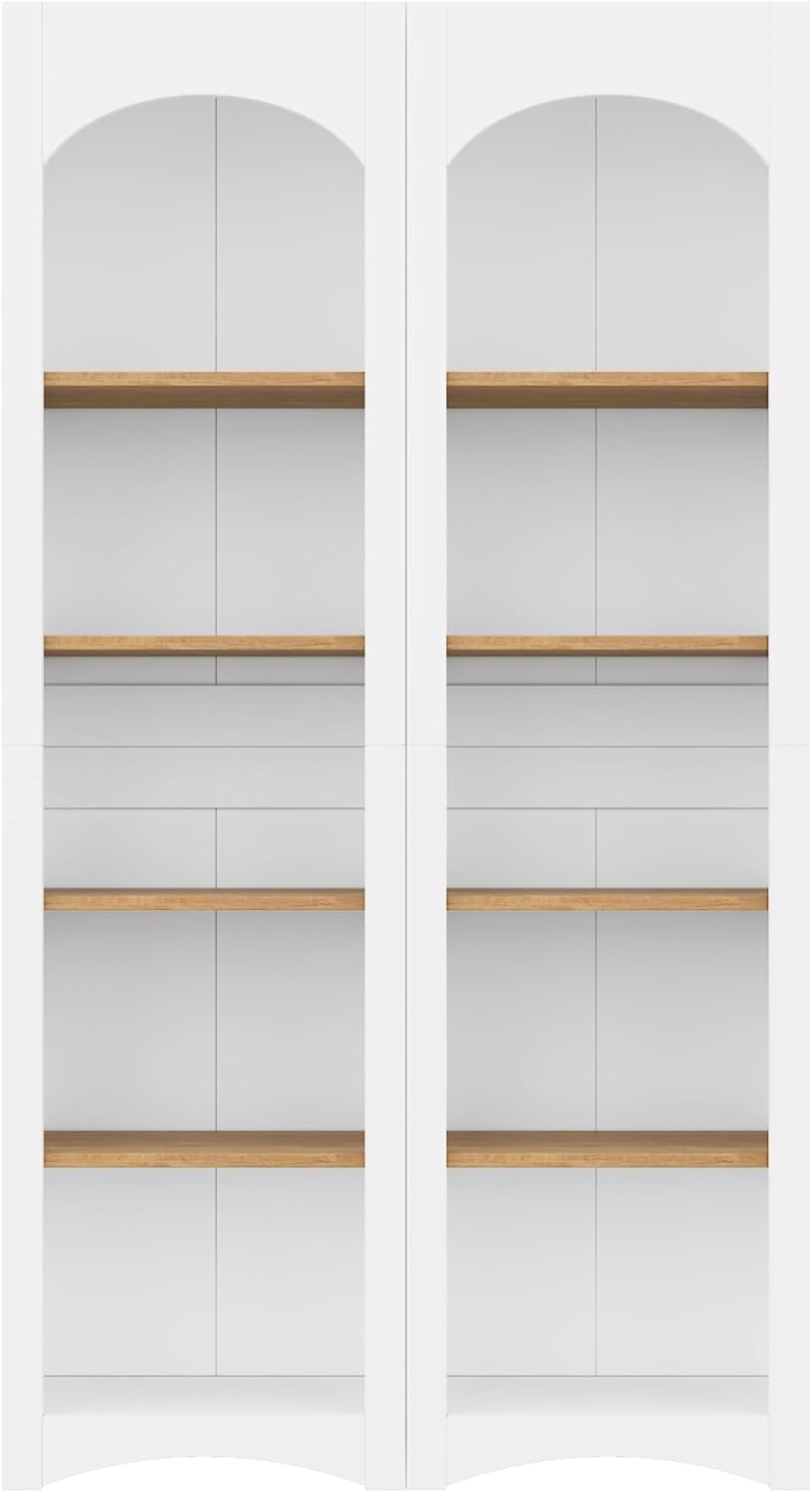 39.3" D*12.4" W*72" H Corner Freestanding Kitchen Pantry Set of 2 with 4 Shelves, Modern Minimalist, Rectangular Storage Cabinet, for Living Room, Dining Room, White
