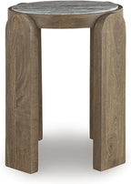 Signature Design by Ashley Gavrilley Contemporary Accent Table with Marble Top, Light Brown & Gray