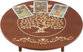 PH PandaHall Altar Table, 11.8x2.7 Inch Round Wooden Meditation Table Engraved Moon Tree of Life Patterns Wiccan Tables for Room Engraved Mystic Decor Witchcraft Supplies Buddhist Alter
