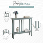 Kings Brand Narrow Console Table w/Storage Shelf for Entryway, Ice Blue | Slim Sofa Table for Hallway, Foyer or Living Room with Open Shelf for Décor, Books & Everyday Essentials