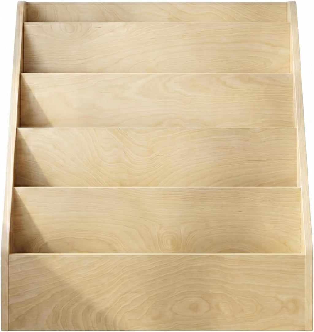 Humble Crew Kids Bookshelf, 5-Tier Front Facing Bookcase, Solid Wood Montessori Toddler Bookcase for Playroom, Bedroom & Reading Corner, 44” Wide