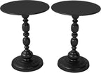 Set of 2 Vintage Small End Tables - Round Pedestal Side Table for Small Spaces, Perfect as Bedside Table for Living Room, Bedroom, Compact and Functional Vintage End Tables for Living Room