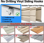 24PCS Vinyl Siding Hook, Thicken Stainless Steel Vinyl Siding Clips Hangers, Heavy-Duty No Drill Vinyl Hook for Outdoor Decor, Hanging on Patio, Christmas Wreath Hangers