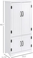 Farmhouse Kitchen Pantry, 48.5 Inch Floor Storage Cabinet, Cupboard Organizer, White