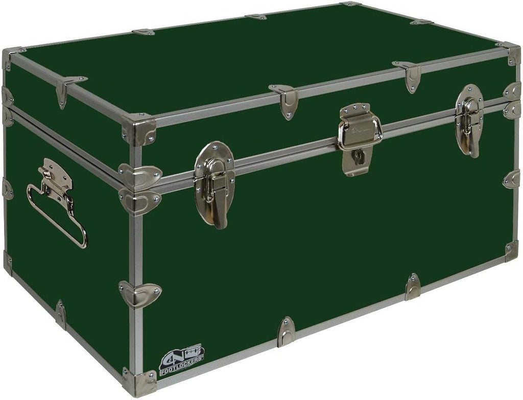 C&N Footlockers - Large Undergrad Storage Trunk - Made in the USA - Only STEEL Footlocker on Amazon - Durable Chest with Lid Stay - 32 x 18 x 16.5 Inches (Dark Green)