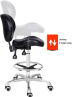 Kaleurrier Adjustable Stool Drafting Chairs: Tall Office Chair for Standing Desk with Backrest & Foot Rest - Ergonomic Drafting Stools with Rolling Wheels for Shop Studio Dental Salon Home(Black)