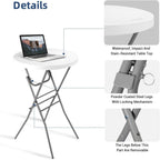 Byliable Cocktail Table 28in Folding Round High Top Indoor Outdoor with Removable Legs, Tall Bistro Foldable Bar Height Table for Parties, Patio, Backyard, Dining, Wedding, White- 2PCS