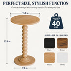 Round Side Table for Small Spaces, Modern Accent End Table with Solid Wood Legs, Versatile Drink Table for Living Room/Bedroom/Corners, Natural Wood
