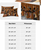 African Black Woman Ethnic Clothing Queen Size Ruffle Bed Skirt,Luxury Bedskirt Retro Back Bed Sheet Set with 2 Pillow Shams for Bedroom Decor,18" Tailored Drop Ruffle