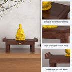 Personal Prayer Shrine Desk, Chinese Style Floor Shrine Stand with Retractable Pull Plate, Wood Meditation Altar Table for Bedroom, Office(15.7 * 9.8 * 6.3in)