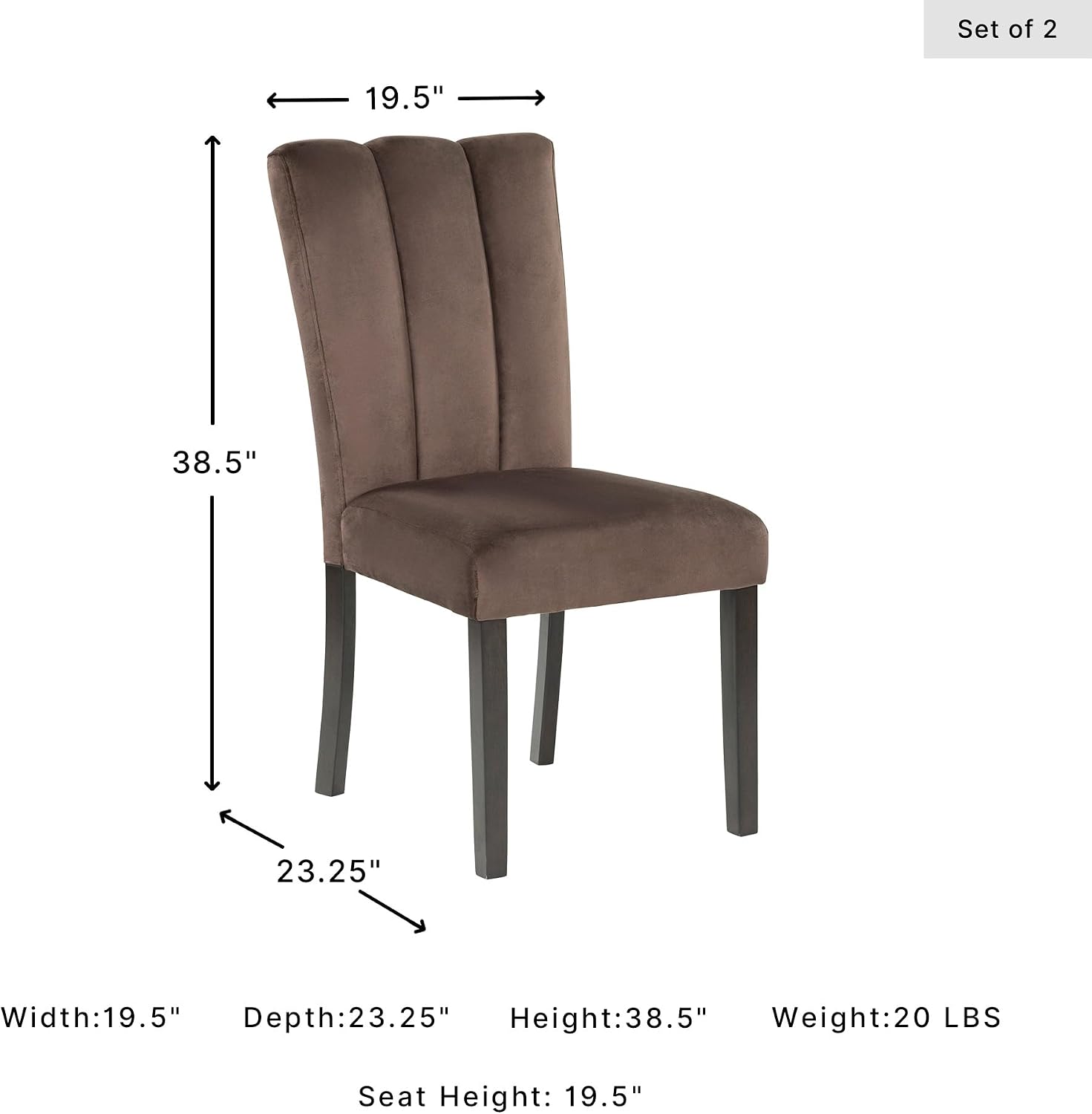Signature Design by Ashley Jazmore Dining Chairs Set of 2, Contemporary Upholstered Velvet Side Chairs, Comfortable Cushioned Seat and Solid Wood Frame, Ideal for Dining Rooms, Mocha Brown