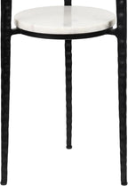 JONATHAN Y Seraphina Round White Marble and Metal Drink Table, 2-Tier Small Side End Table for Living Room and Small Spaces, Modern Martini Pedestal Accent with Textured Legs END3004A