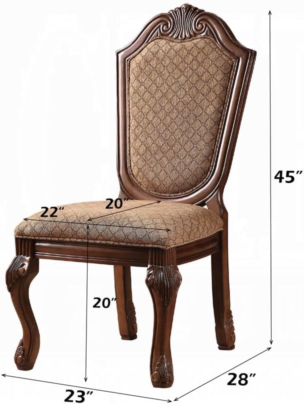 Kitchen Furniture Set 9pc Formal Dining Table Set Include 1 Dining Table, 6 Side Chairs and 2 Arm Chairs, 8-Person Solid Wood Extendable Dining Set (Cherry&Fabric)
