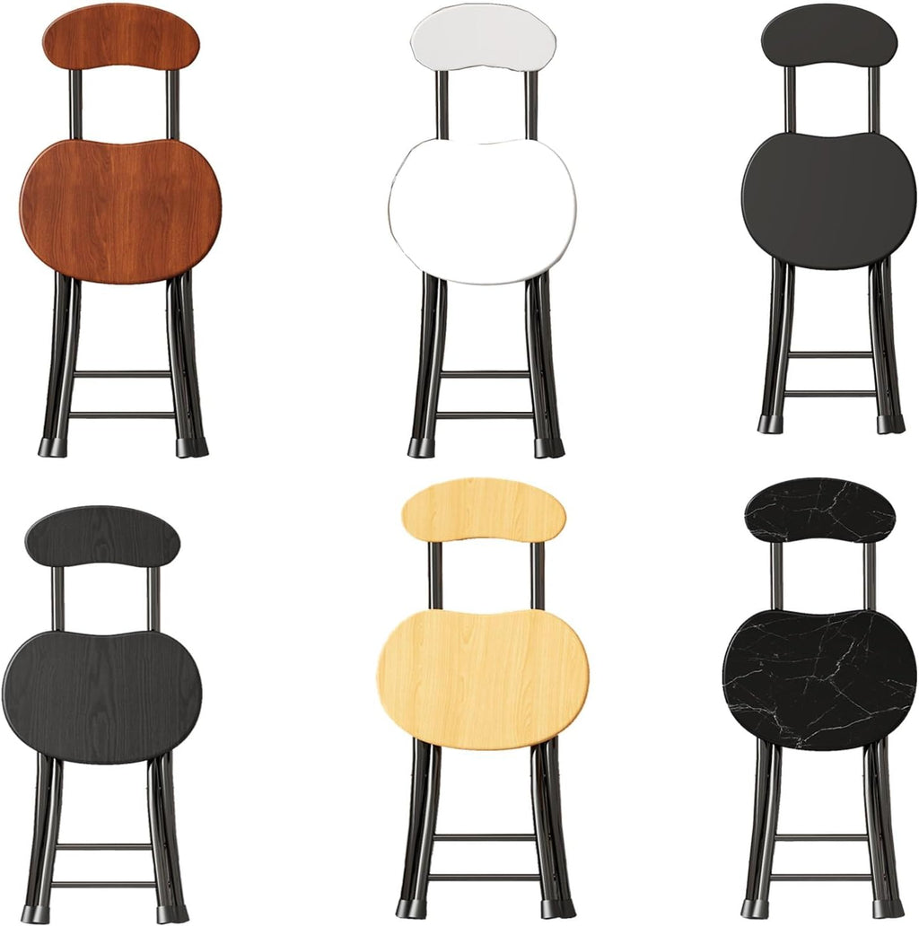 Foldable Metal Event Chair Office- Sturdy Folding Stools with Back and Footrest,Widen The Base Armless, Frame（1 Pack）(Wood)