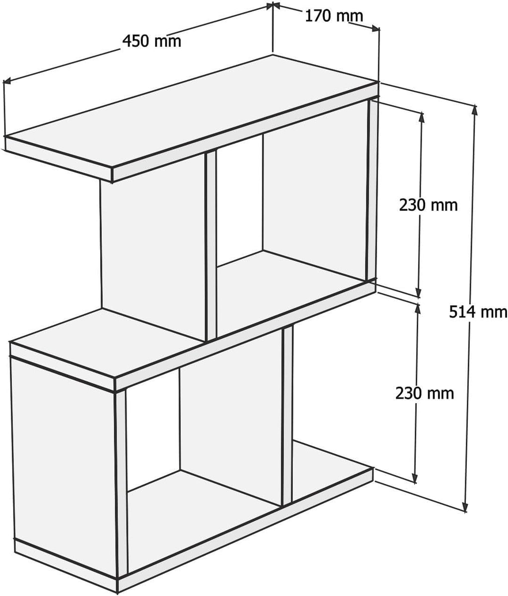 Hanah Home Elegant Side Table, Travertine Colour, 45 x 51.4 x 17 cm, 100% Melamine Coated Particle Board, 18 mm Thick, Stylish Marble Design for Modern Spaces