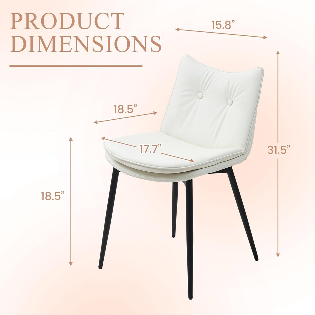 AVAWING Dining Chairs Set of 4, Faux Leather Upholstered Kitchen Chairs with Button Tufted Back and Adjustable Footpads, Armless Accent Chairs for Dining Room and Living Room, White